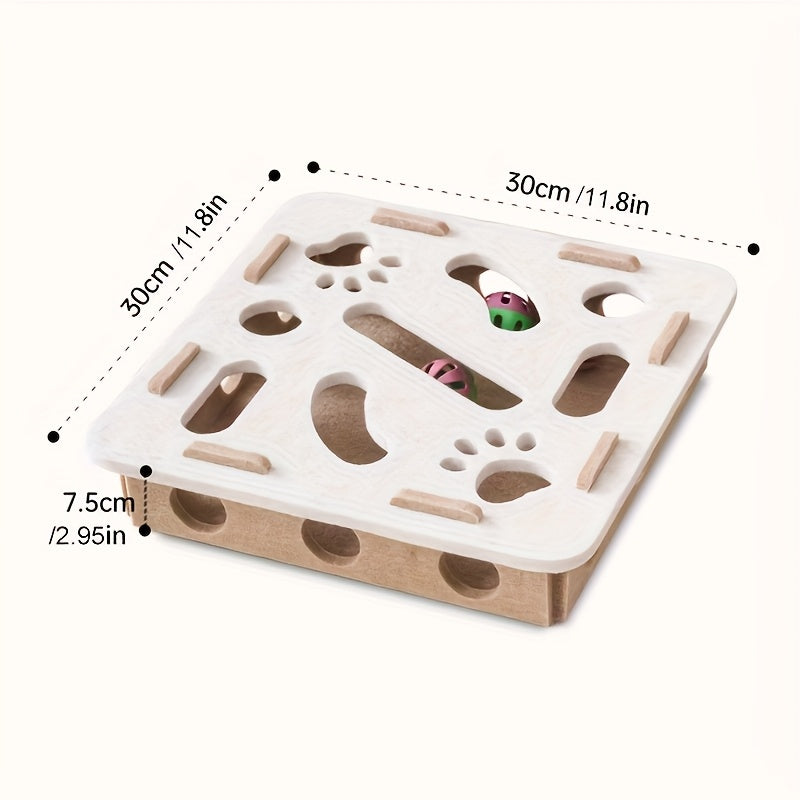 Interactive Cat Puzzle Toy With Maze Tunnel, Bell Ball & Pathways - No Batteries Needed, Durable Felt Construction - Mental Stimulation & Hunting Exercise For Indoor Cats - Pet Exercise Toy For All Br