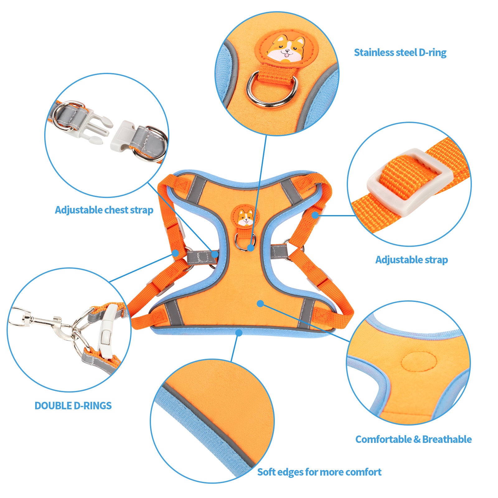 Dog Haulage Rope Package Adjustable Anti Breaking Loose Vest Pet Harness